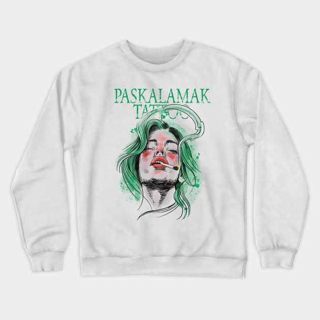 paskalamak tattoo in green again Crewneck Sweatshirt by Paskalamak